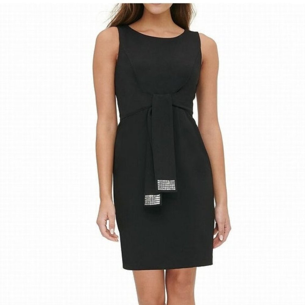 TOMMY HILFIGER Sleeveless, Self-Tie Black Dress